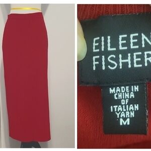 Eileen Fisher Cranberry Red Sweater Skirt Long Medium
